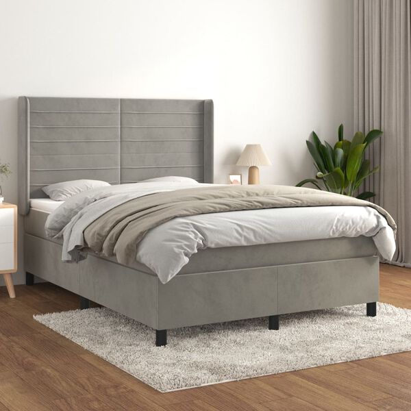 vidaXL &Kappa;&rho;&epsilon;&beta;ά&tau;&iota; Boxspring &mu;&epsilon; &Sigma;&tau;&rho;ώ&mu;&alpha; &Alpha;&nu;&omicron;&iota;&chi;&tau;ό &Gamma;&kappa;&rho;&iota; 140x200 &epsilon;&kappa;. &Beta;&epsilon;&lambda;&omicron;ύ&delta;&iota;&nu;&omicron;