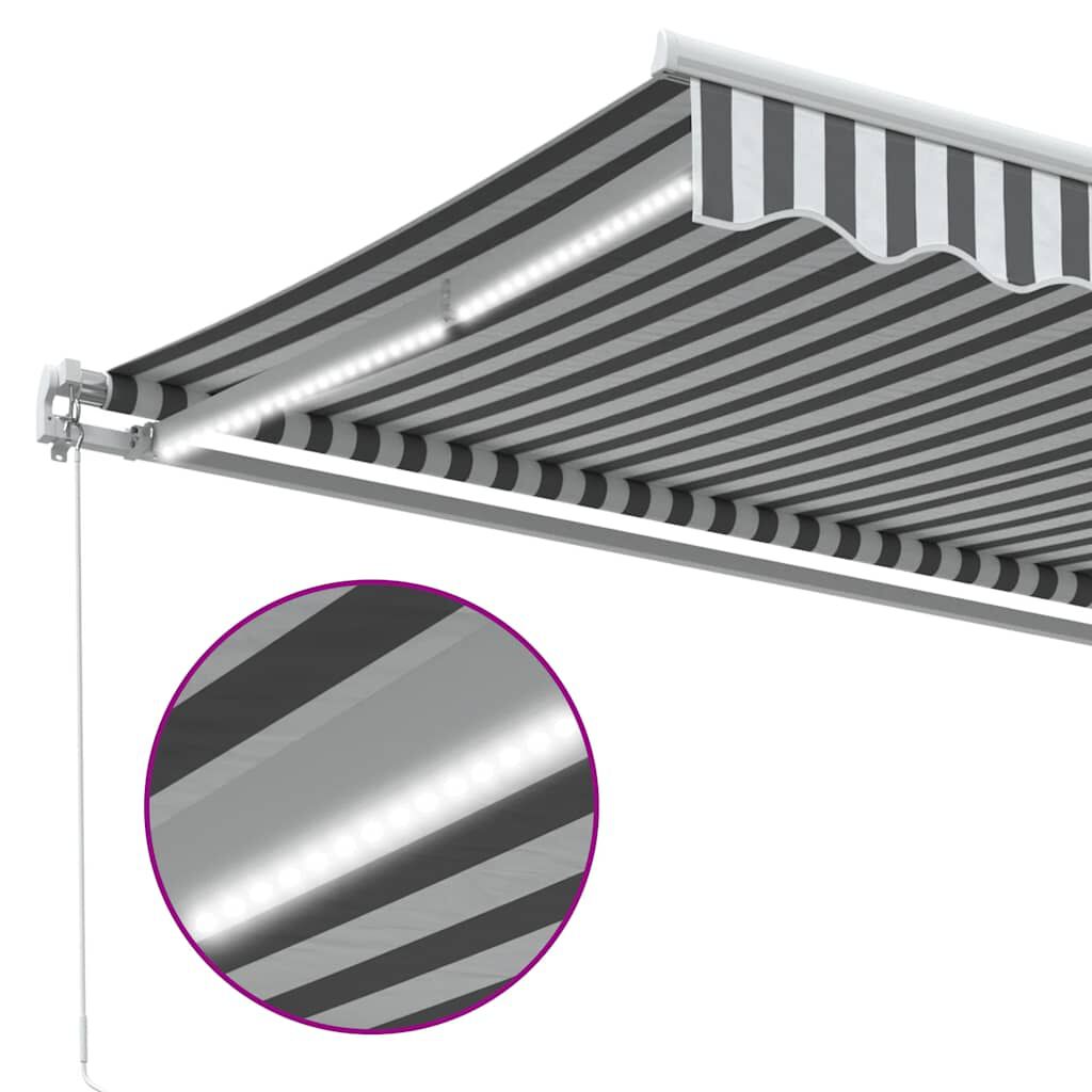 vidaXL Τέντα Πτυσσόμενη Χειροκίνητη με LED Ανθρακί / Λευκή 600x300 εκ.
