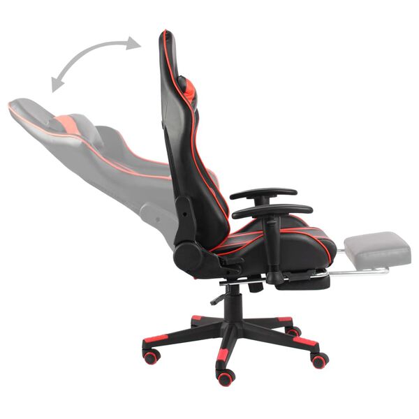 vidaXL Καρέκλα Gaming Περιστρεφόμενη με Υποπόδιο Κόκκινη PVC