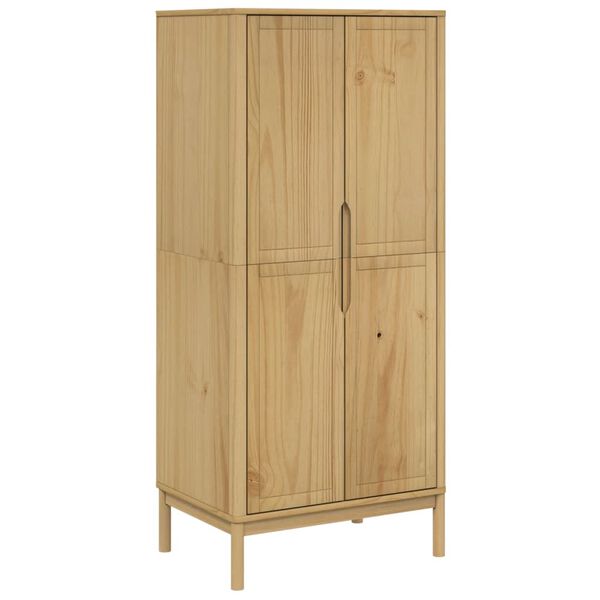 vidaXL Ντουλάπα FLORO Καφέ 77 x 53 x 171 εκ. από Μασίφ Ξύλο Πεύκου