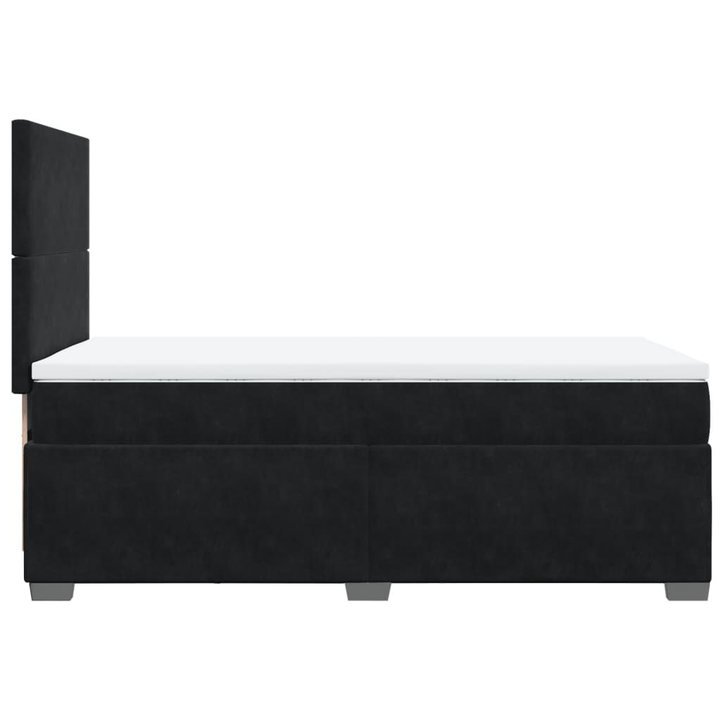 vidaXL Κρεβάτι Boxspring με Στρώμα Μαύρο 90x190 εκ. Βελούδινο