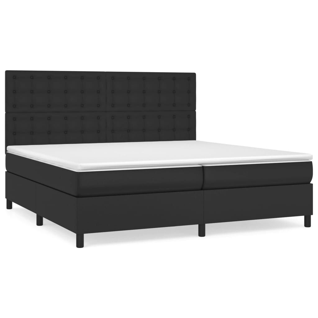 vidaXL Κρεβάτι Boxspring με Στρώμα Μαύρο 200x200 εκ. Συνθετικό Δέρμα