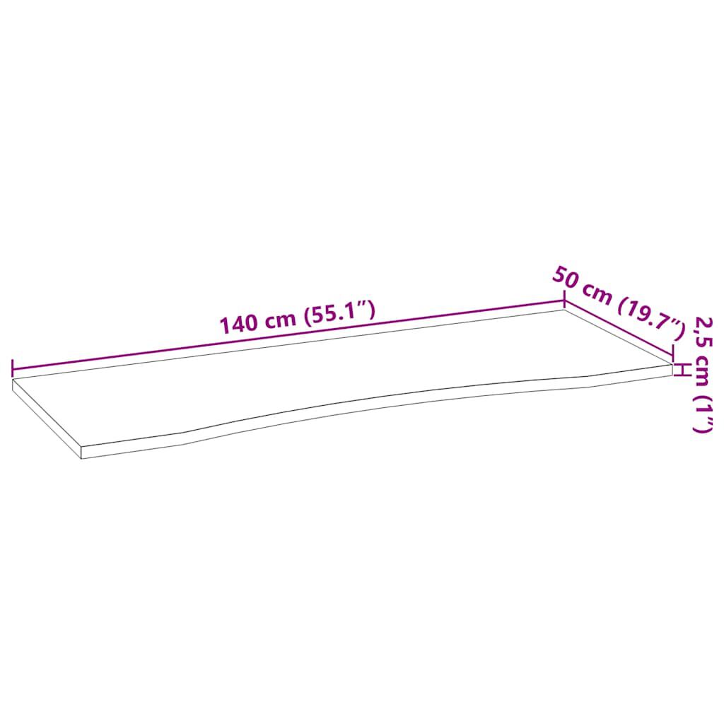 vidaXL Επιφάνεια Τραπεζιού Ορθογώνιος 140x50x2,5 εκ. Μασίφ Ξύλο Δρυός