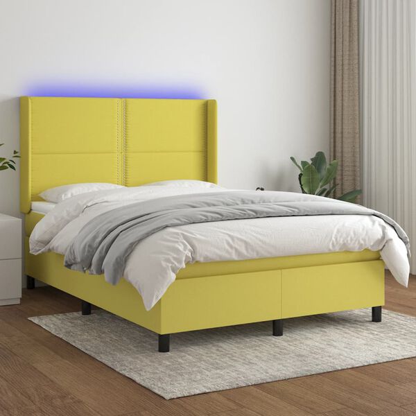 vidaXL &Kappa;&rho;&epsilon;&beta;ά&tau;&iota; Boxspring &mu;&epsilon; &Sigma;&tau;&rho;ώ&mu;&alpha; & LED &Pi;&rho;ά&sigma;&iota;&nu;&omicron; 140x200 &epsilon;&kappa; &Upsilon;&phi;&alpha;&sigma;&mu;ά&tau;&iota;&nu;&omicron;