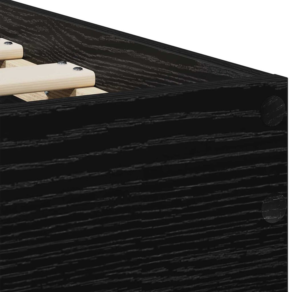 vidaXL Κρεβάτι με Υποκείμενο Μαύρη Δρυς 90x200 cm Επεξεργασμένο Ξύλο