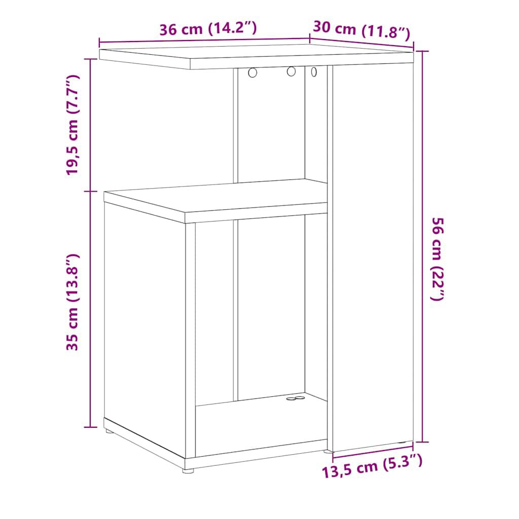 vidaXL Side Table Artisan Oak 50x30x50 cm Κατασκευασμένο ξύλο
