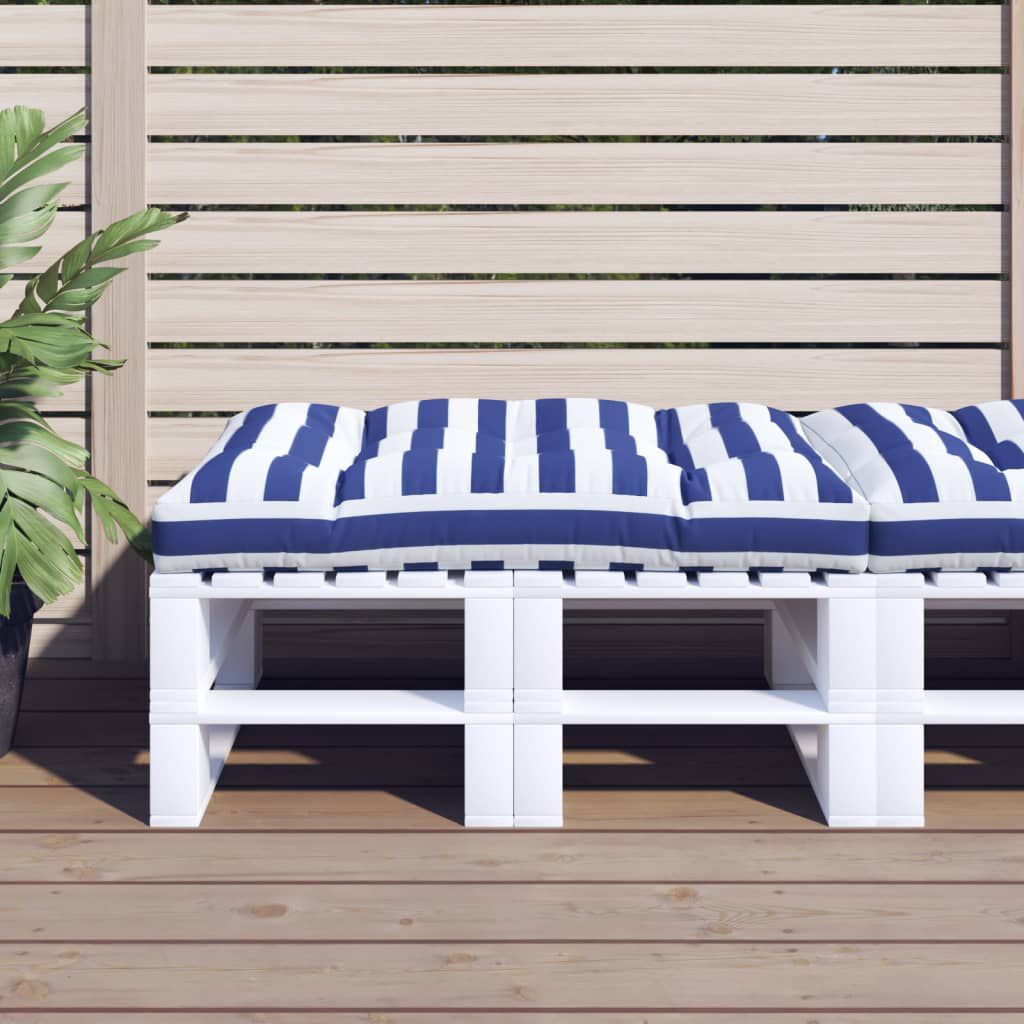 vidaXL Μαξιλάρι Παλέτας Μπλε & Λευκό Ριγέ 120 x 80 x 12 εκ. Υφασμάτινο