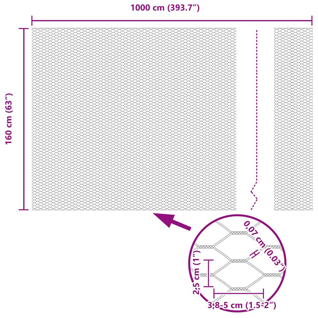 vidaXL Εξάγωνη Περίφραξη Γκρι 1.6x10 μ Ατσάλι