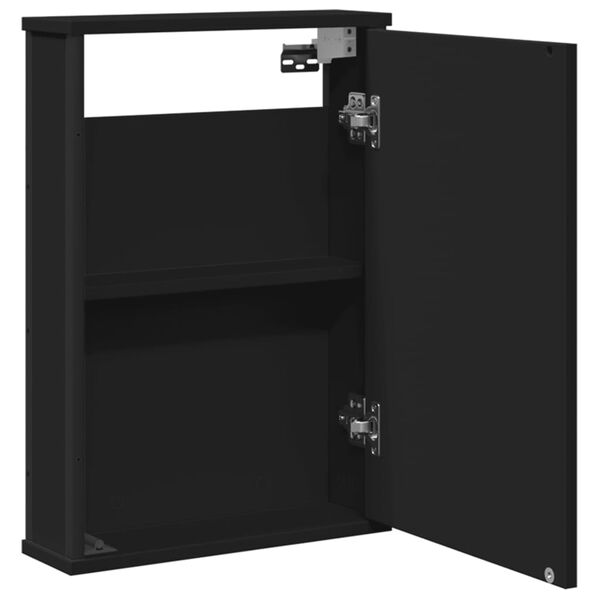 vidaXL Καθρέφτης Μπάνιου με Ντουλάπι Μαύρος 42x12x60 εκ. Επεξ. Ξύλο