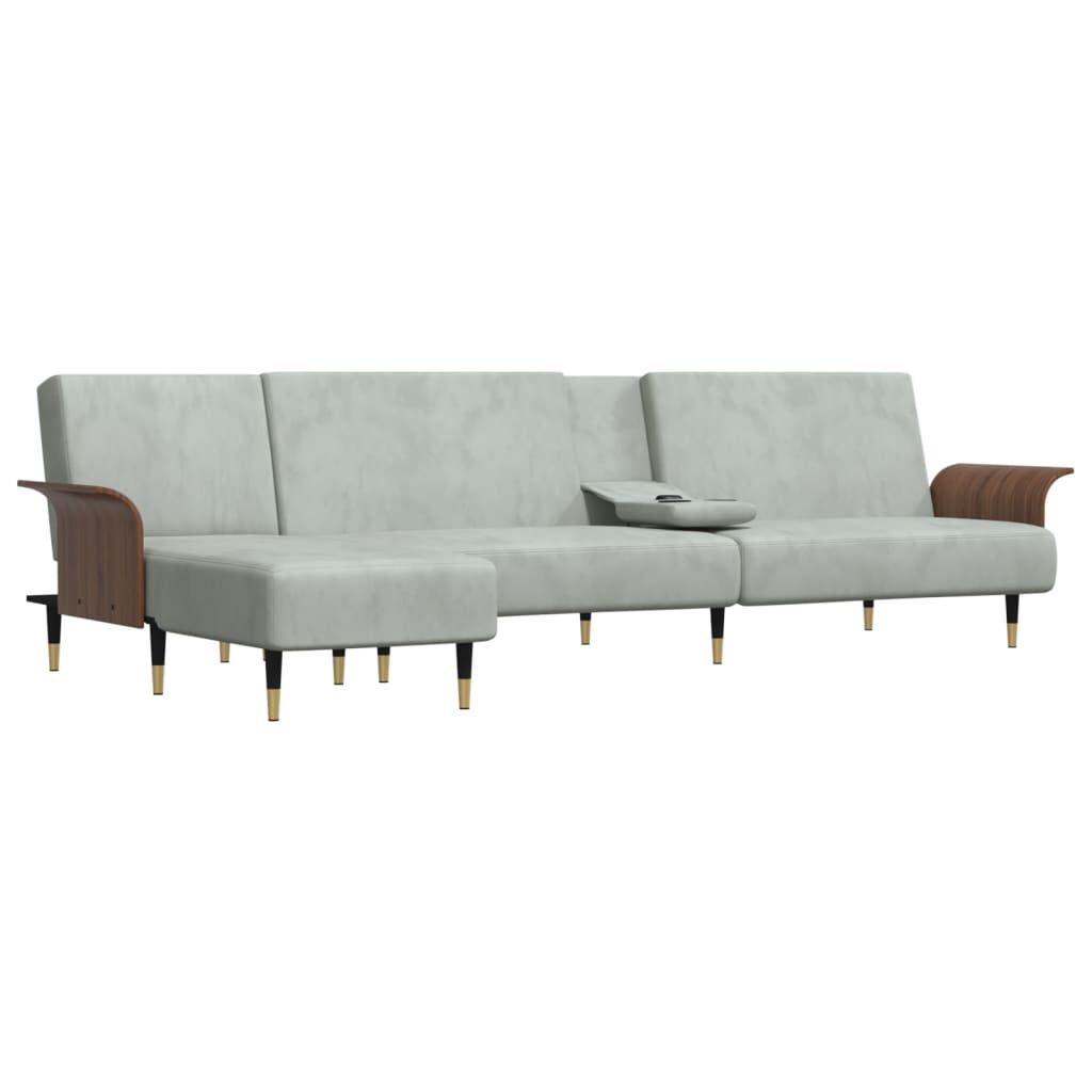 vidaXL Καναπές Κρεβάτι Γωνιακός Αν. Γκρι 279 x 140 x 70 εκ. Βελούδινος