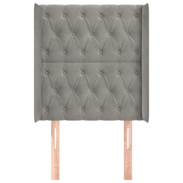 vidaXL Κεφαλάρι με Πτερύγια Ανοιχτό Γκρι 83x16x118/128 εκ. Βελούδινο