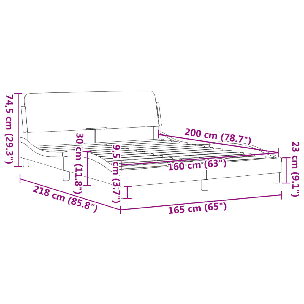 vidaXL Σκελετός Κρεβατιού Χωρίς Στρώμα Taupe 160x200 εκ. Υφασμάτινο
