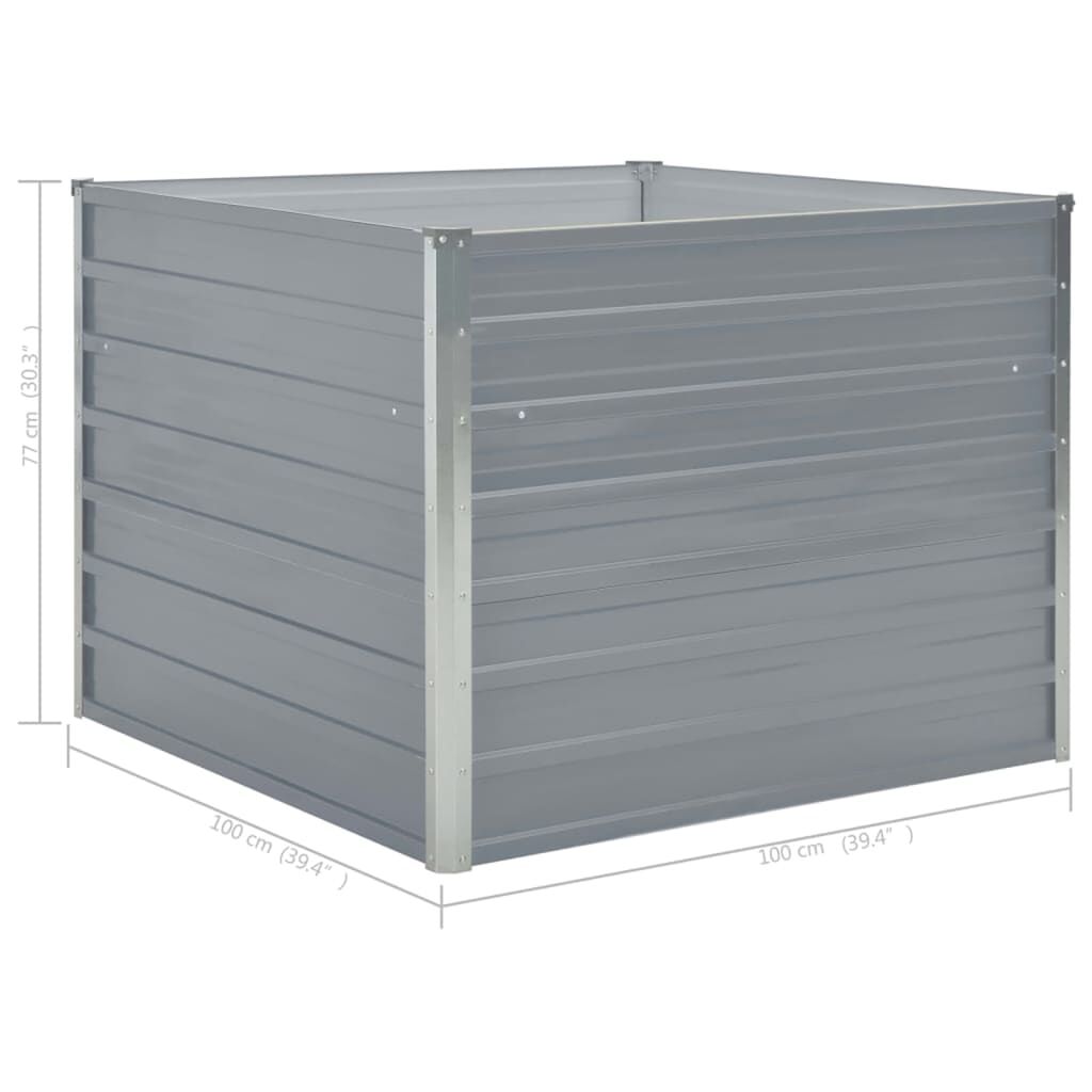 vidaXL Ζαρντινιέρα Ψηλή Γκρι 100 x 100 x 77εκ. από Γαλβανισμένο Χάλυβα