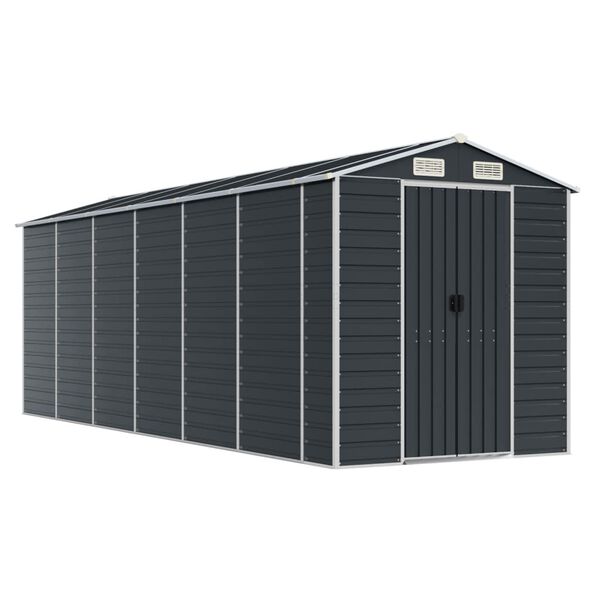 vidaXL Αποθήκη Κήπου Ανθρακί 191x555x198 εκ. Γαλβανισμένο Ατσάλι