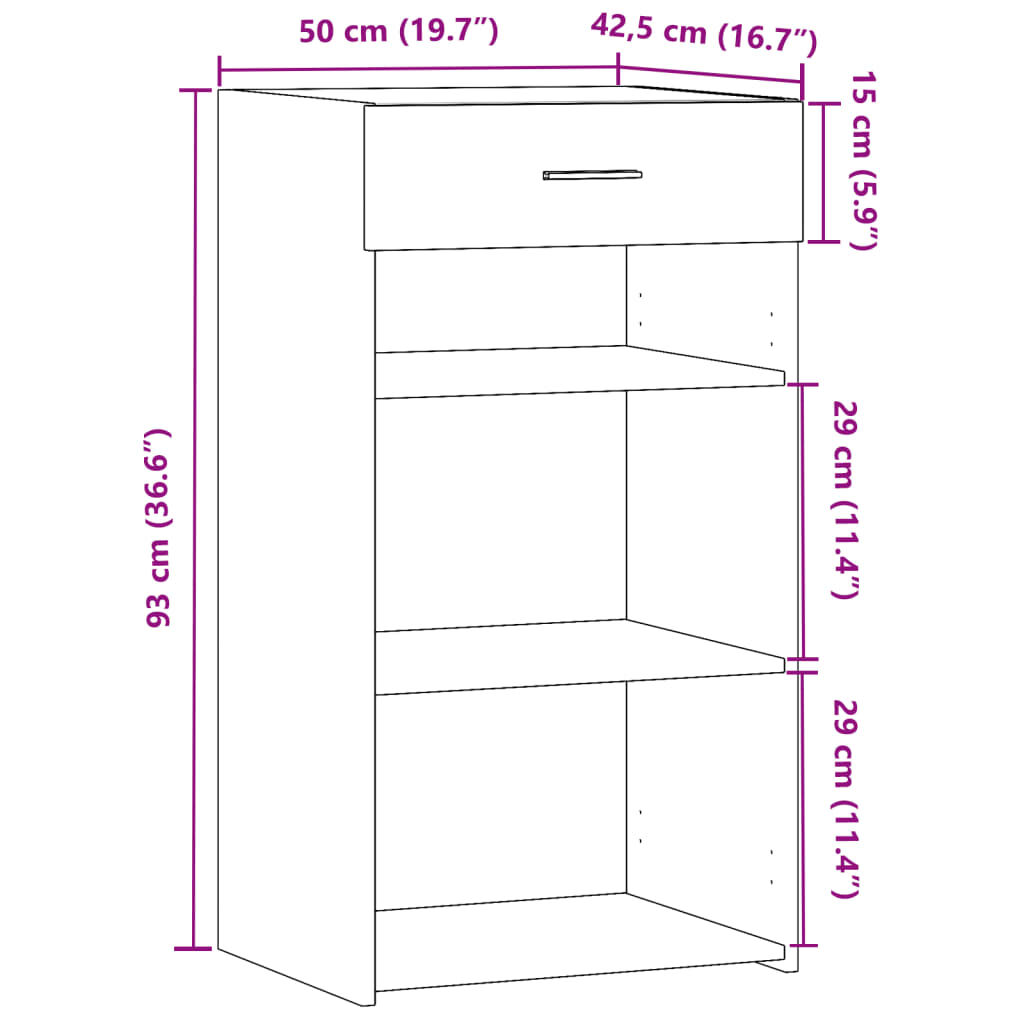 vidaXL Συρταριέρα Λευκή 50x42,5x93 εκ. από Επεξεργασμένο Ξύλο