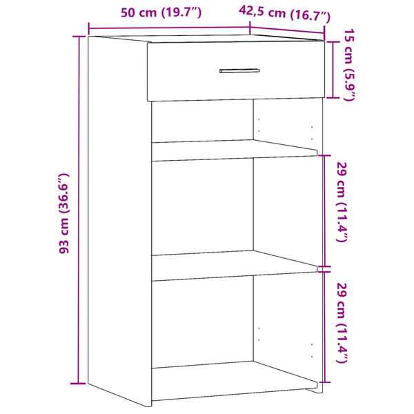 vidaXL Συρταριέρα Λευκή 50x42,5x93 εκ. από Επεξεργασμένο Ξύλο