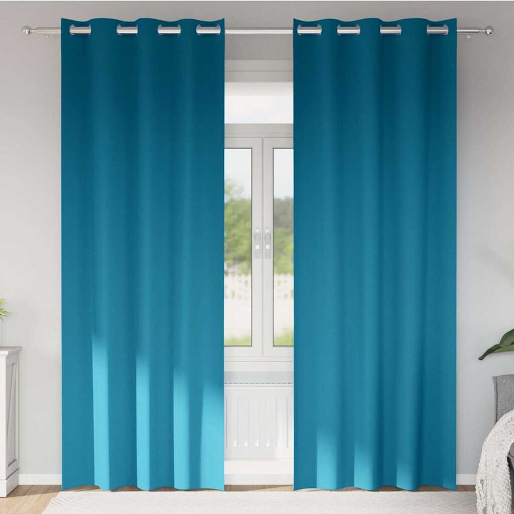vidaXL Κουρτίνες με κουρτίνες 2 pcs Τιρκουάζ Πολυεστέρας