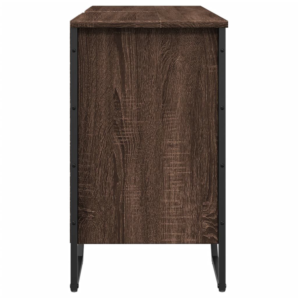 vidaXL Ντουλάπι Νιπτήρα Μπάνιου Καφέ Δρυς 91x35x60 εκ. Επεξ. Ξύλο