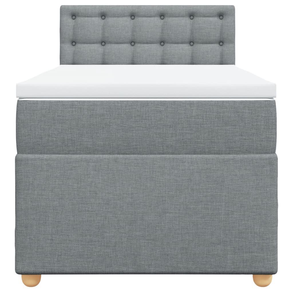 vidaXL Κρεβάτι Boxspring με Στρώμα Ανοιχτό Γκρι 100x200 εκ. Υφασμάτινο