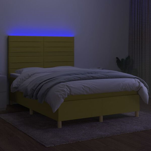 vidaXL &Kappa;&rho;&epsilon;&beta;ά&tau;&iota; Boxspring &mu;&epsilon; &Sigma;&tau;&rho;ώ&mu;&alpha; & LED &Pi;&rho;ά&sigma;&iota;&nu;&omicron; 140x190 &epsilon;&kappa; &Upsilon;&phi;&alpha;&sigma;&mu;ά&tau;&iota;&nu;&omicron;