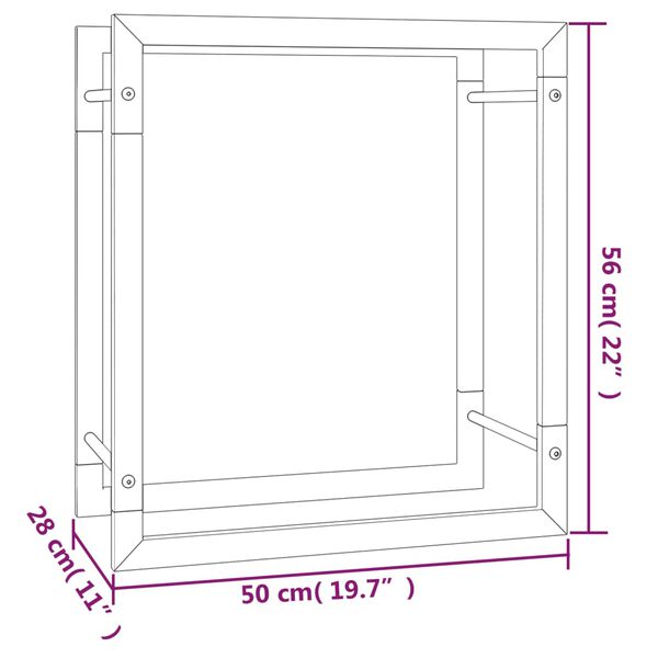 vidaXL Ραφιέρα Καυσόξυλων Ματ Μαύρο 50x28x56 εκ. Ατσάλι