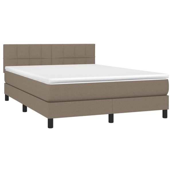 vidaXL &Kappa;&rho;&epsilon;&beta;ά&tau;&iota; Boxspring &mu;&epsilon; &Sigma;&tau;&rho;ώ&mu;&alpha; & LED Taupe 140x190 &epsilon;&kappa;. &Upsilon;&phi;&alpha;&sigma;&mu;ά&tau;&iota;&nu;&omicron;