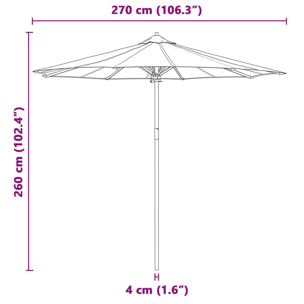 vidaXL Ομπρέλα Κήπου Σκούρο γκρι 270 x 270 x 260 εκ. Μπαμπού