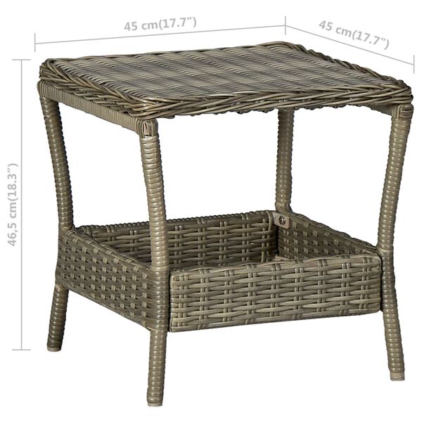 vidaXL Τραπεζάκι Κήπου Καφέ 45 x 45 x 46,5 εκ. από Συνθετικό Ρατάν