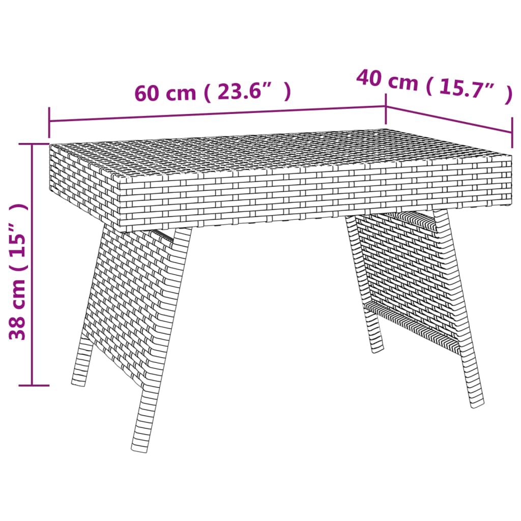 vidaXL Τραπεζάκι Βοηθητικό Πτυσσόμενο Καφέ 60x40x38εκ. Συνθετικό Ρατάν