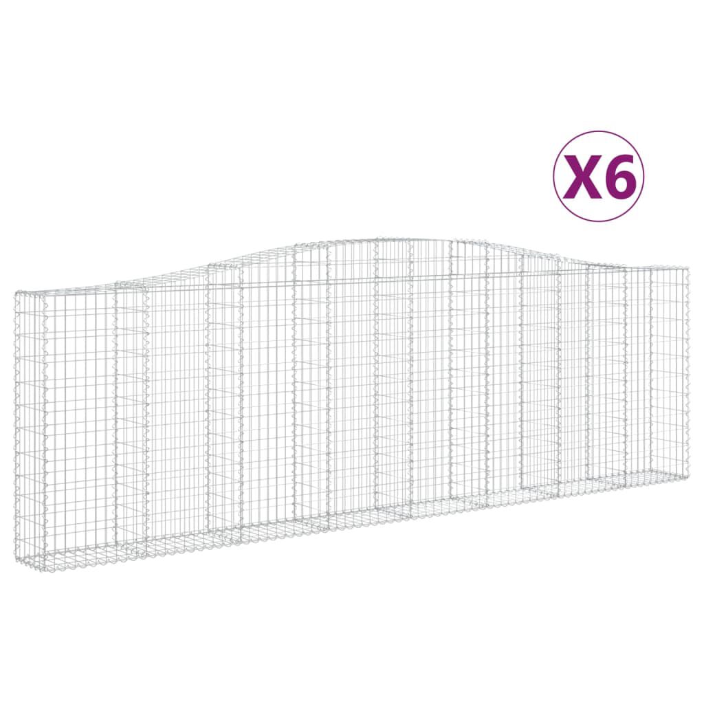 vidaXL Συρματοκιβώτια Τοξωτά 6 τεμ. 400x30x120/140 εκ. Γαλβαν. Ατσάλι
