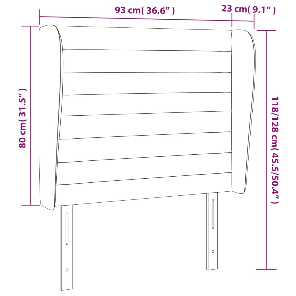 vidaXL Κεφαλάρι με Πτερύγια Μαύρο 93 x 23 x 118/128 εκ. Βελούδινο
