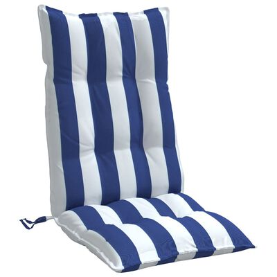 vidaXL Μαξιλάρια Καρέκλας με Πλάτη 2 τεμ. Μπλε&Λευκά Ριγέ Υφ. Oxford