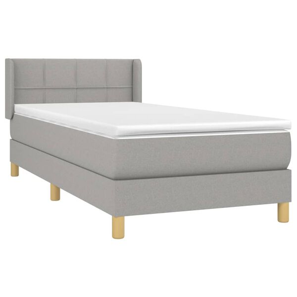 vidaXL Κρεβάτι Boxspring με Στρώμα Ανοιχτό Γκρι 80x200 εκ. Υφασμάτινο