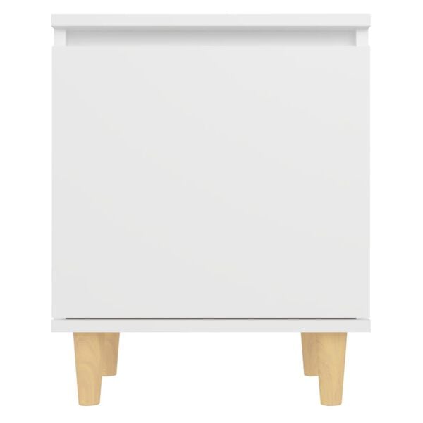 vidaXL Κομοδίνo Λευκό 40 x 30 x 50 εκ. με Μασίφ Ξύλινα Πόδια