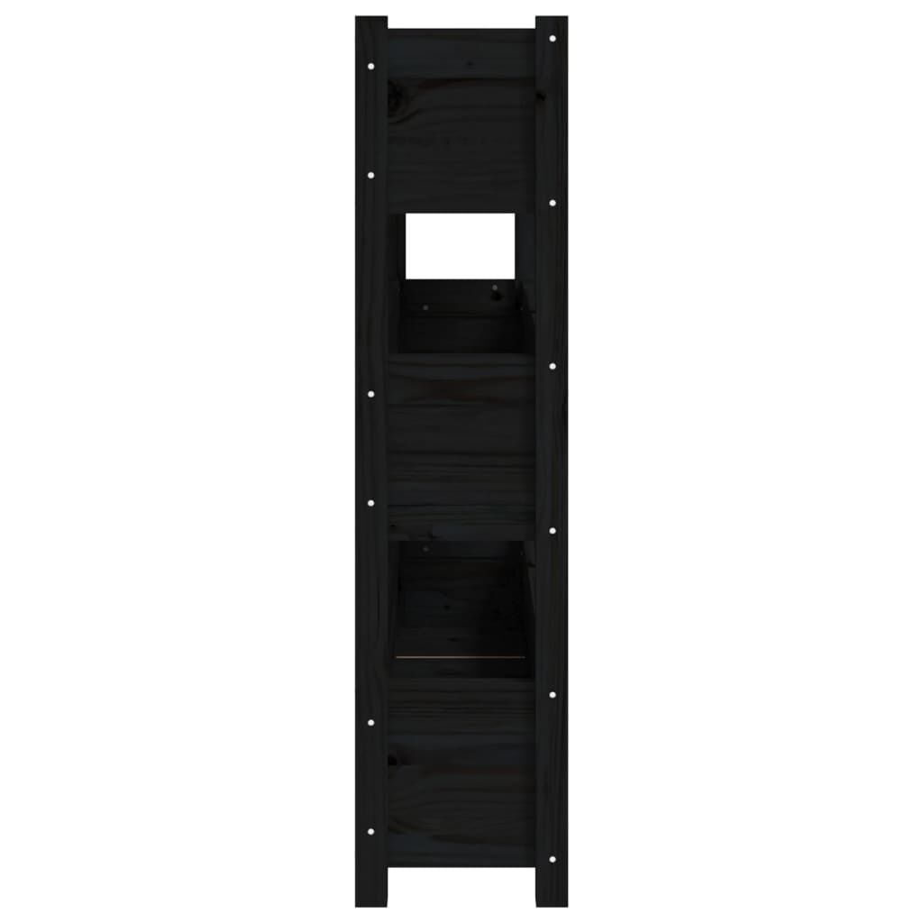vidaXL Ζαρντινιέρα 112 x 25 x 104,5 εκ. Μαύρο από Μασίφ Ξύλο Πεύκου