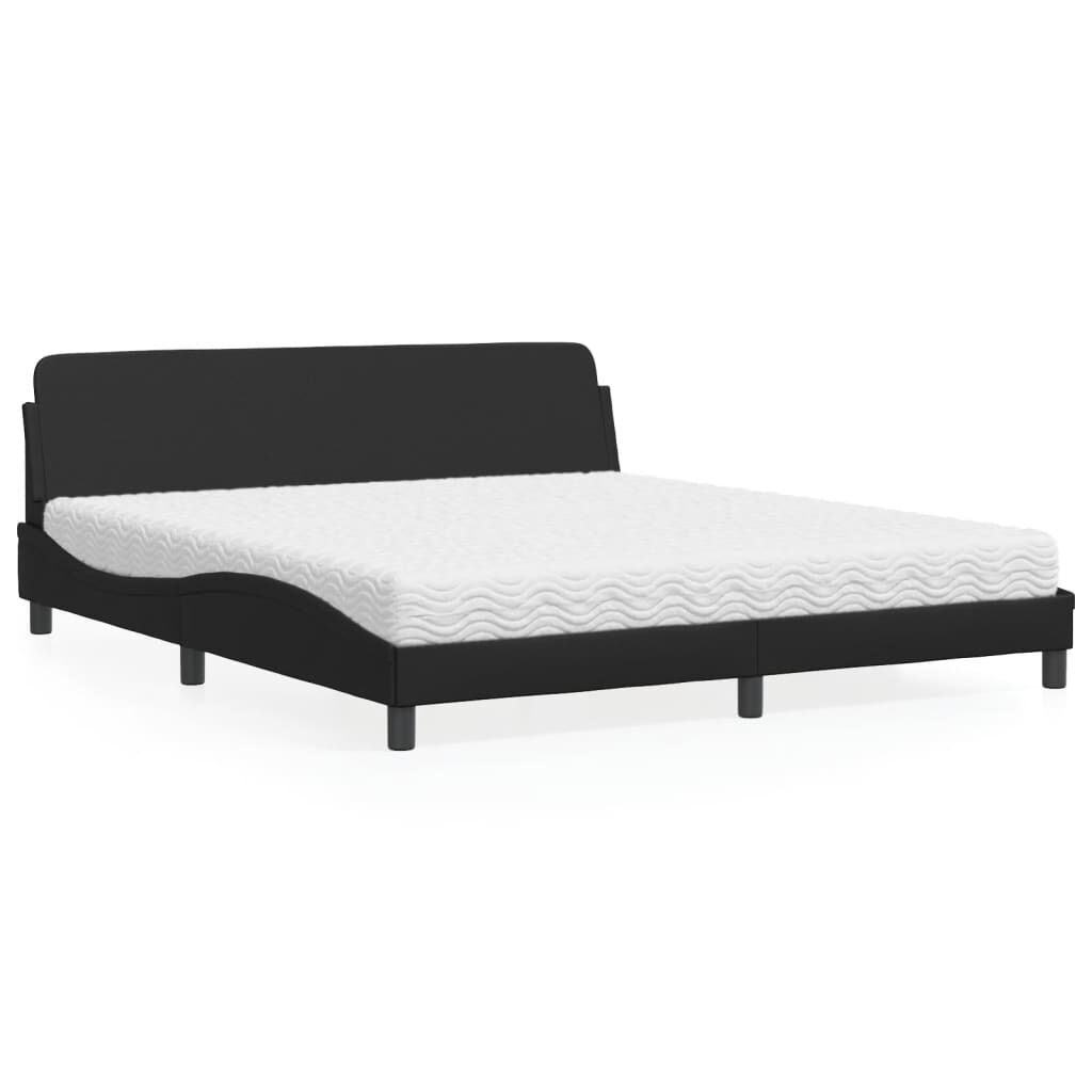 vidaXL Κρεβάτι με Στρώμα Μαύρο 180x200 εκ. από Συνθετικό δέρμα