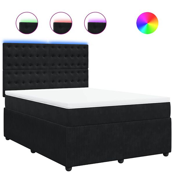 vidaXL Κρεβάτι Boxspring με Στρώμα Μαύρο 160x200 εκ. Βελούδινο