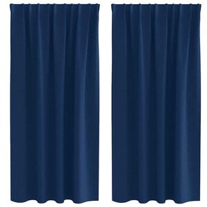 vidaXL Κουρτίνες Μαύρης Ύφανσης με Δαχτυλίδια Σκούρο Μπλε Πολυεστέρας
