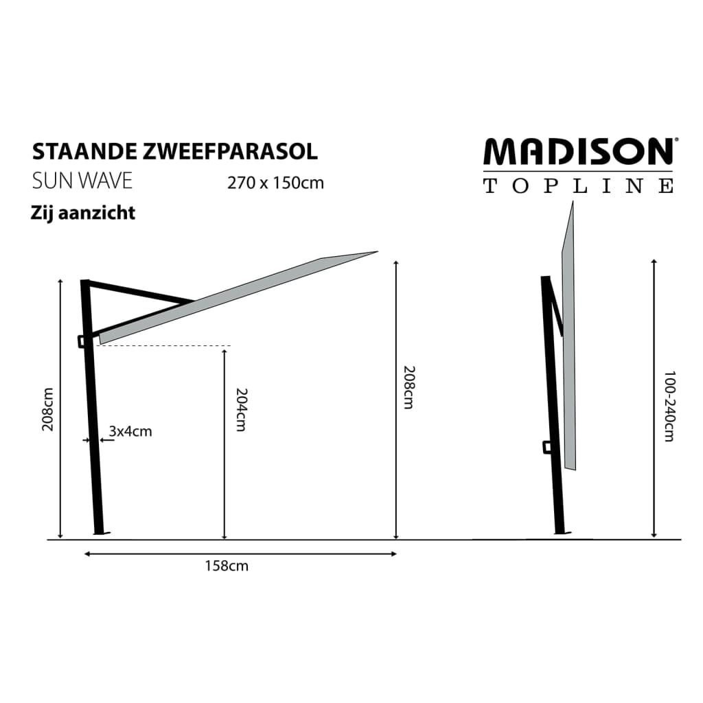 Madison Ομπρέλα Βεράντας Sun Wave Χρώμα Taupe 270 x 150 εκ. PAC3P015