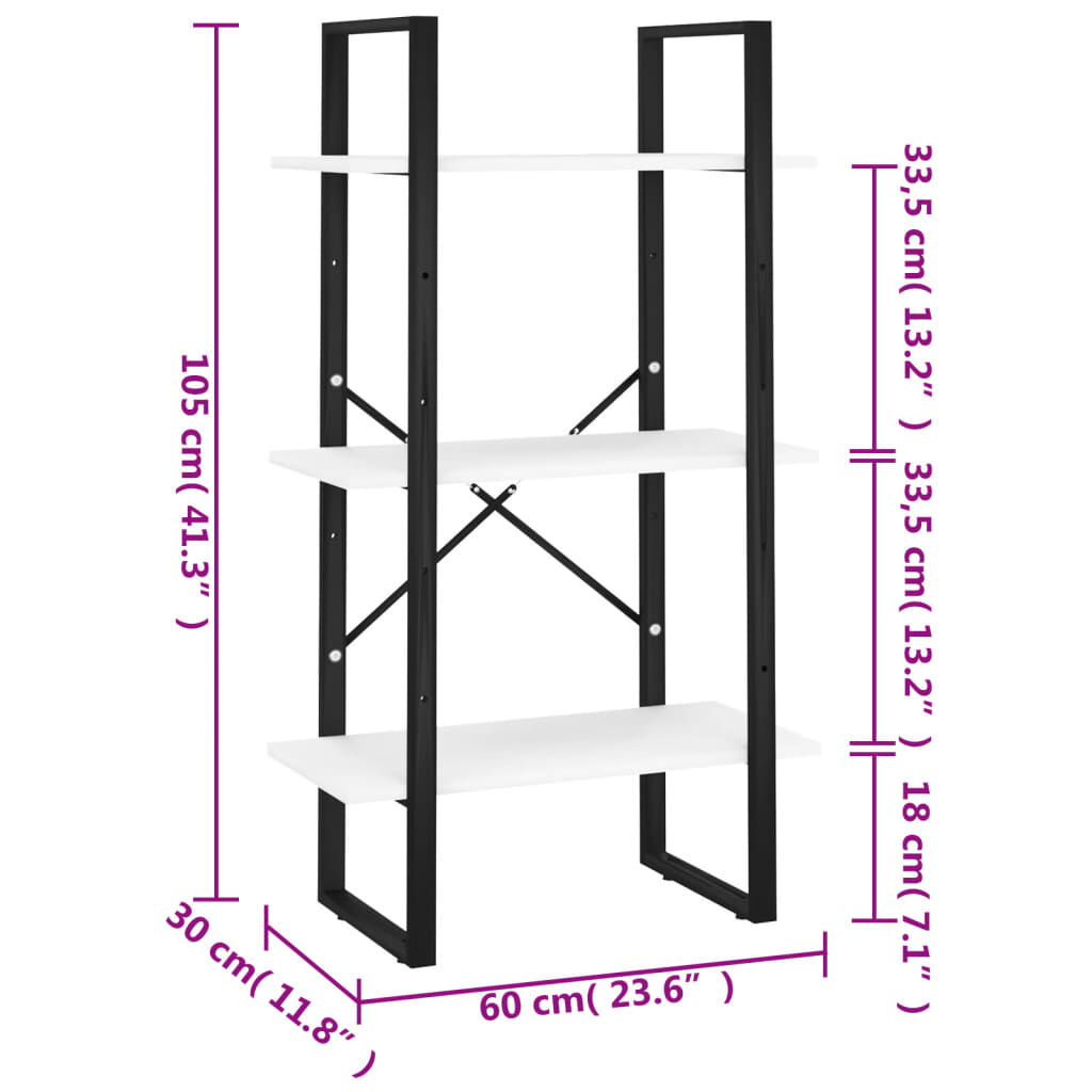 vidaXL Ράφι Αποθήκευσης Λευκό 60 x 30 x 105 εκ από Επεξ. Ξύλο