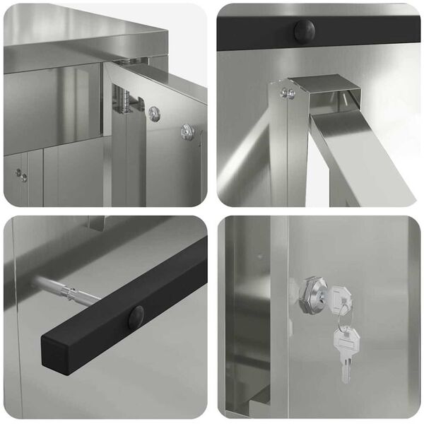 vidaXL γραμματοκιβώτιο Μαύρο 30 x 23 x 55 εκ. Γαλβανισμένος χάλυβας