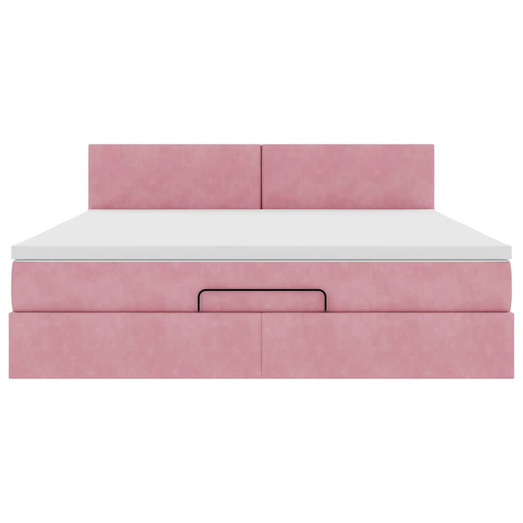 vidaXL Οθωμανικό κρεβάτι με στρώμα ροζ 180x200cm Velvet
