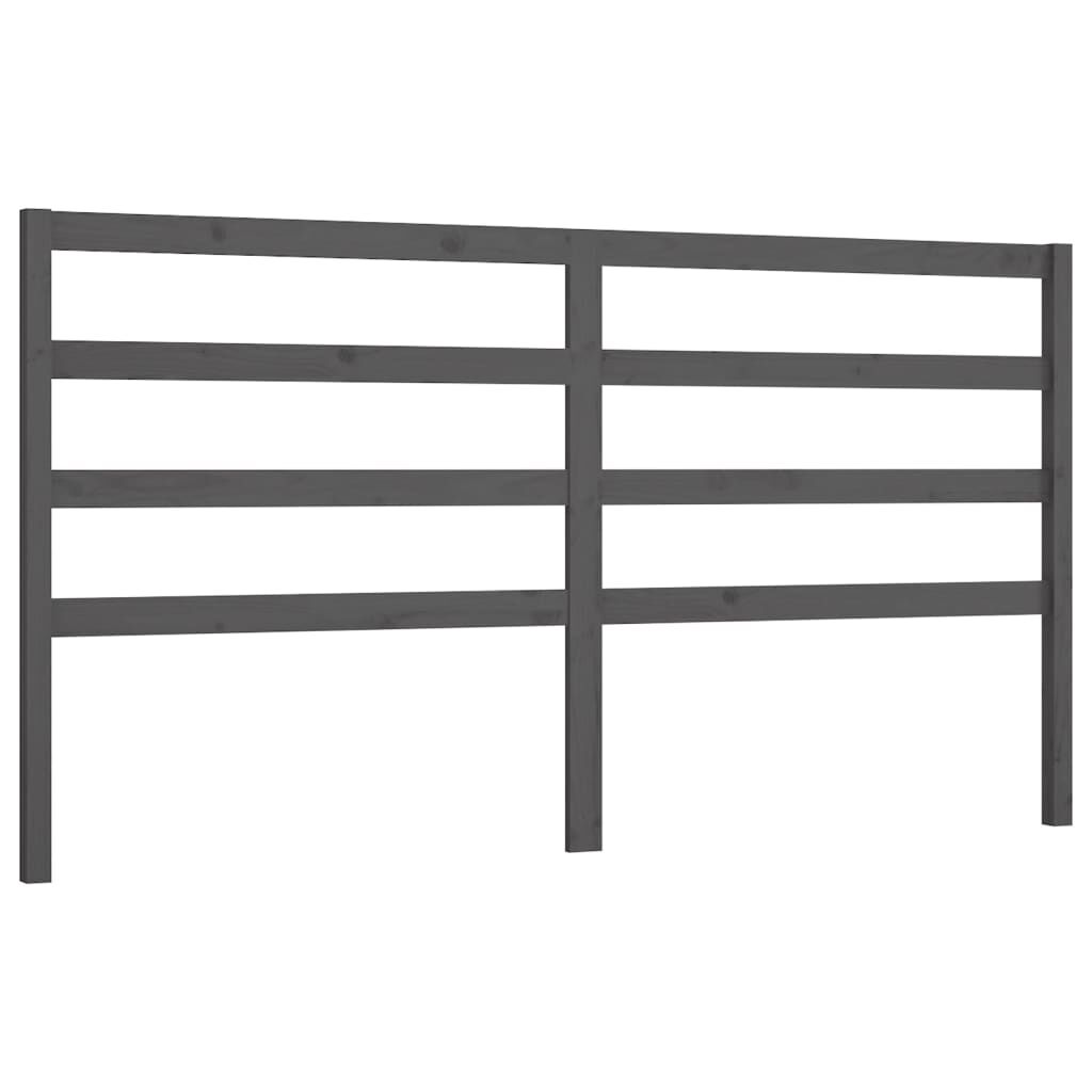vidaXL Κεφαλάρι Κρεβατιού Γκρι 186 x 4 x 100 εκ. από Μασίφ Ξύλο Πεύκου