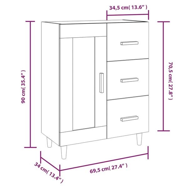 vidaXL Ντουλάπι Γκρι Sonoma 69,5 x 34 x 90 εκ. από Επεξεργασμένο Ξύλο