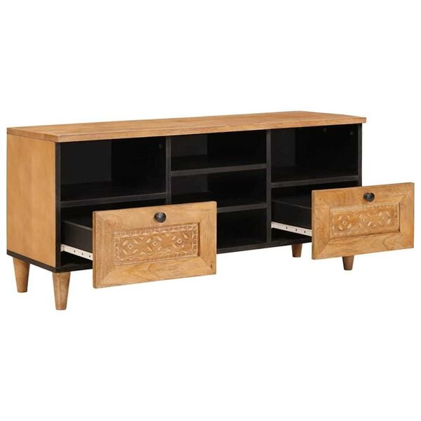 vidaXL Ντουλάπι TV Ανοιχτό καφέ 100 x 33 x 46 εκ Μασίφ ξύλο μάνγκο
