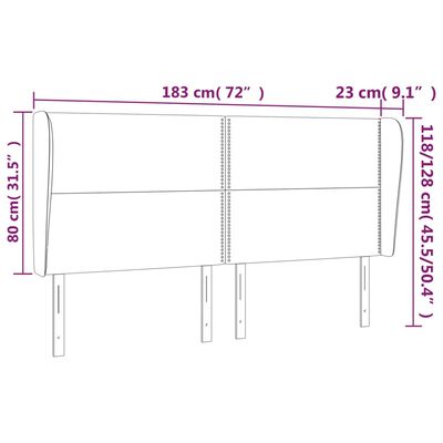 vidaXL Κεφαλάρι με Πτερύγια Ανοιχτό Γκρι 183x23x118/128 εκ. Βελούδινο