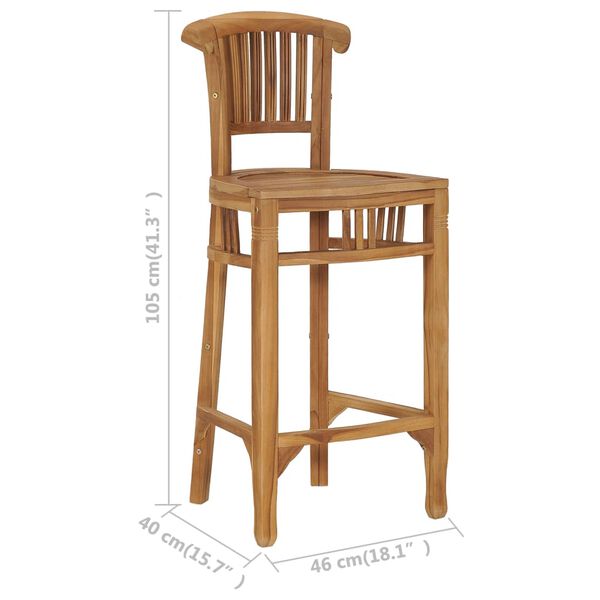 vidaXL Καρέκλα Μπαρ από Μασίφ Ξύλο Teak