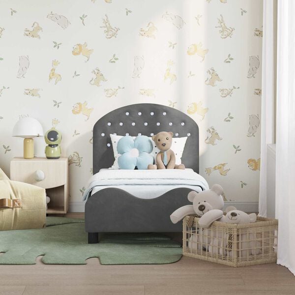 vidaXL Κρεβατική βάση για παιδιά με προσκέφαλο Σκούρο Γκρι 70 x 140 cm