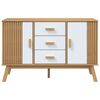 vidaXL Μπουφές OLDEN Λευκό & Καφέ 114x43x73,5 εκ. Μασίφ Ξύλο Πεύκου