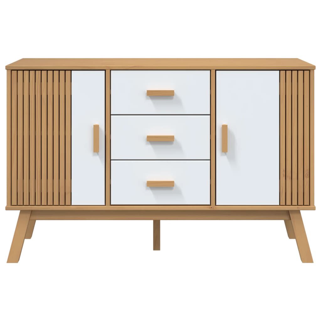 vidaXL Μπουφές OLDEN Λευκό & Καφέ 114x43x73,5 εκ. Μασίφ Ξύλο Πεύκου